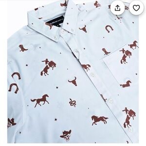 Men's Western Print Shirt -  Cream and Brown